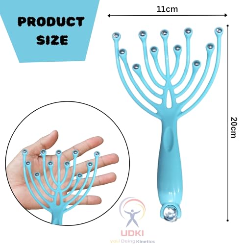 UDKI Handheld Scalp Massager Blue | 11-Claw Manual Head Massage Comb with Rolling Balls for Scalp Hair Massage| Deep Stress Relax for Use in Office, Home, SPA, Gifting for Mother & Father - Image 2
