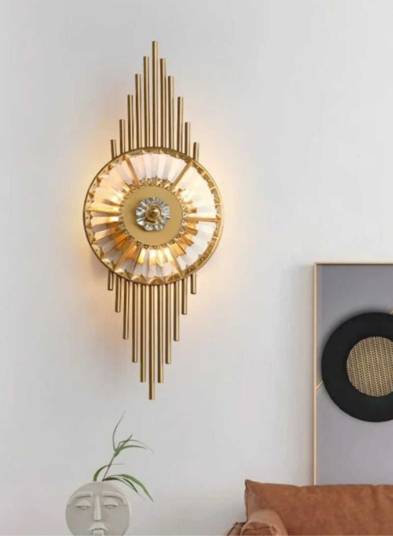 ثريا جدارية ذهبية فاخرة بزجاج شفاف كريستالي للمقاهي والممرات وغرف النوم - Image 2
