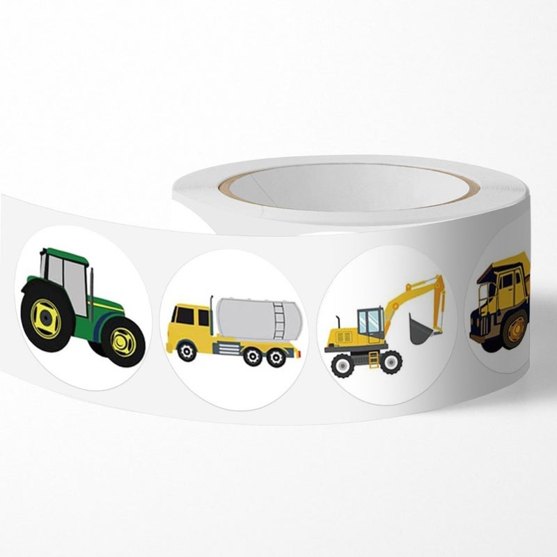 500 stickers/roll children's toys car stickers vehicle series decorative stickers sealing stickers rolled labels  wholesale - Image 2