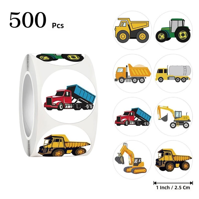 500 stickers/roll children's toys car stickers vehicle series decorative stickers sealing stickers rolled labels  wholesale - Image 1