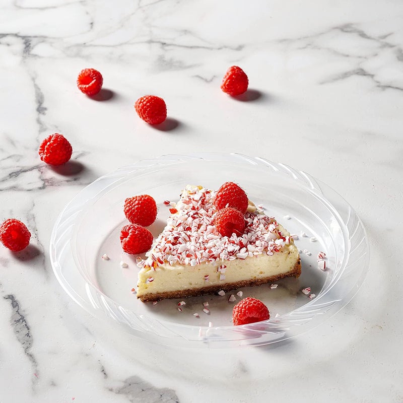 Munfix 6 Inch Clear Plastic Plates 100 Bulk Pack - Disposable Cake Plates for Dessert & Appetizers, BBQ, Party, Travel and Events, Microwavable Recyclable - Image 4