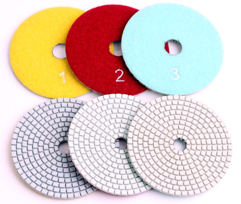 casaverde 4 Inch with 25mm Thickness DryWet 3 Step Polishing Pads for Granite Marble Concrete Stone
