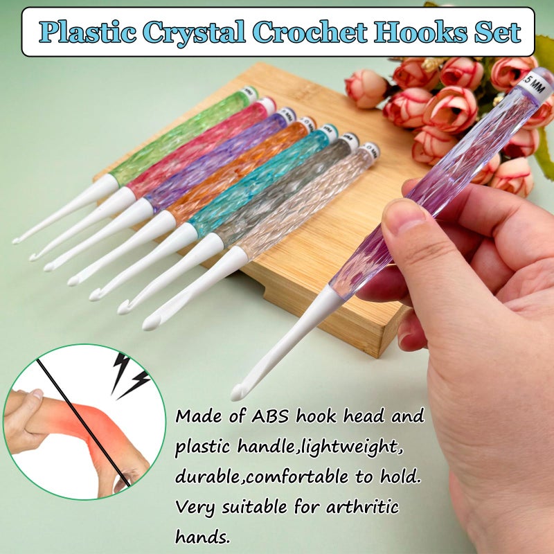 Hobekoee Inline Crochet Hooks Set,8PCS Plastic Crochet Hooks Long Crochet Hook Set with Case,Colorful Non-Slip Crochet Needles for Crocheting Yarn,Size 2.5mm-6mm - Image 5