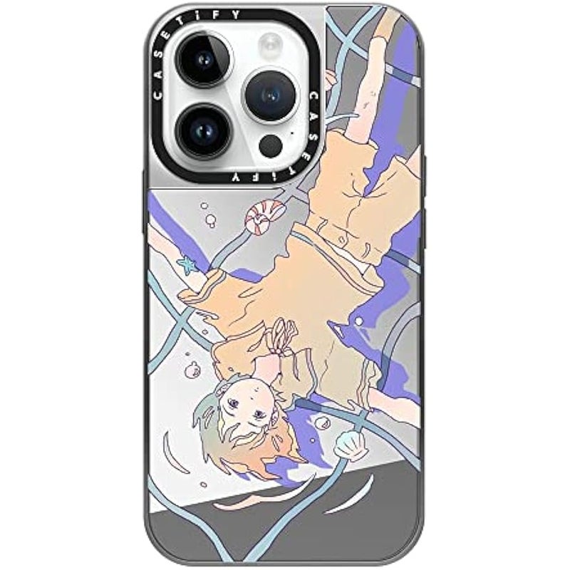 Casetify Mirror Case for iPhone 14 Pro Compatible with Magsafe - Words from Shell - A - Silver on Silver - Image 2