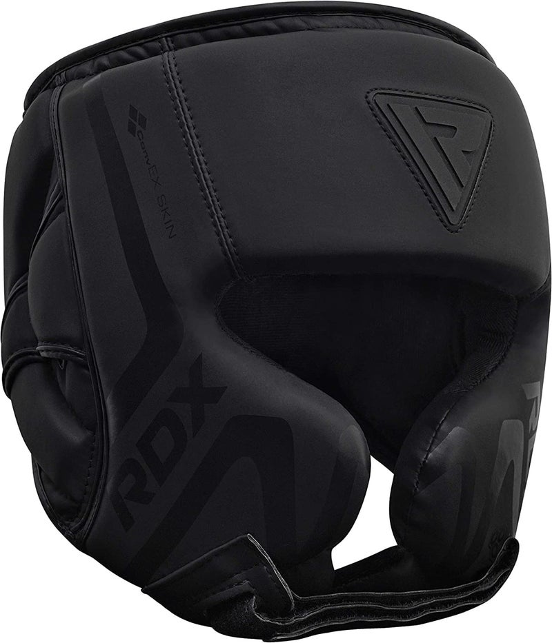 RDX Boxing Headgear Sparring Grappling Maya Hide Leather Head Gear for MMA Muay Thai Kickboxing Training Multi Layered Padding Taekwondo Martial Arts BJJ Wrestling Karate Black - Image 2