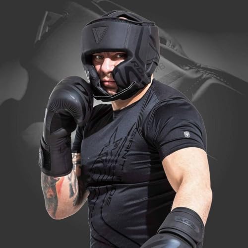 RDX Boxing Headgear Sparring Grappling Maya Hide Leather Head Gear for MMA Muay Thai Kickboxing Training Multi Layered Padding Taekwondo Martial Arts BJJ Wrestling Karate Black - Image 3