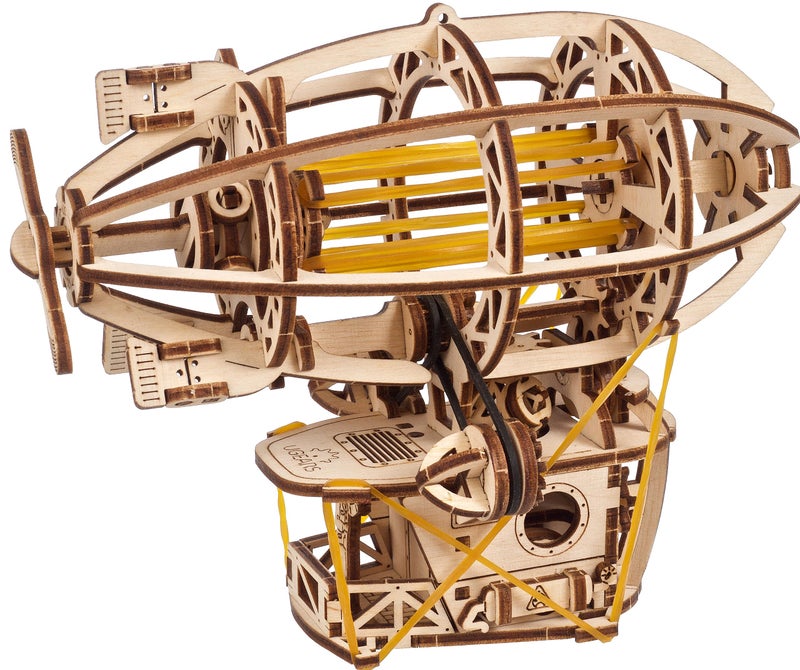 UGEARS Wooden 3D Puzzles for Adults - Steampunk Airship Mini Model Kit - DIY Wooden Zeppelin Puzzle with Rubber Band Motor - Wood Puzzles Models for Adults to Build Easy Assembly - 170 Pcs - Image 1