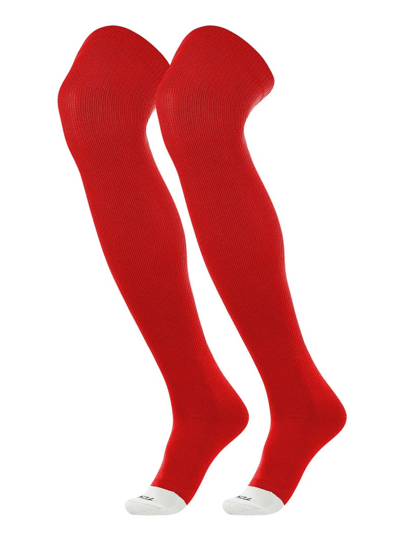 TCK Prosport Football Socks Over the Knee (Scarlet, Small) - Youth Football Socks & Baseball High Socks - Over Knee Baseball Socks - Tall Softball Socks - Image 1