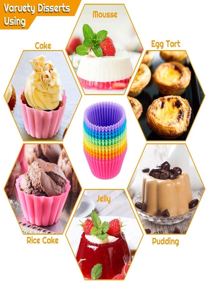 Kitchwish Silicone Cupcake Moulds - Set of 12 Reusable Non-Stick Muffin Liners, Food-Grade BPA-Free Baking Cups for Cakes, Jelly, and Puddings (Multicolor, Standard Size) - Image 2