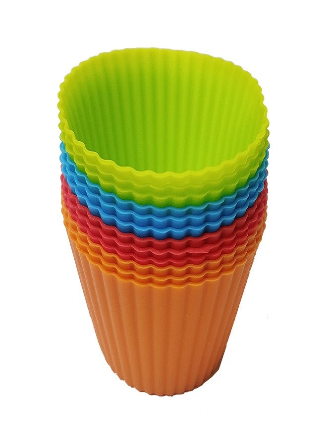 Kitchwish Silicone Cupcake Moulds - Set of 12 Reusable Non-Stick Muffin Liners, Food-Grade BPA-Free Baking Cups for Cakes, Jelly, and Puddings (Multicolor, Standard Size) - Image 1