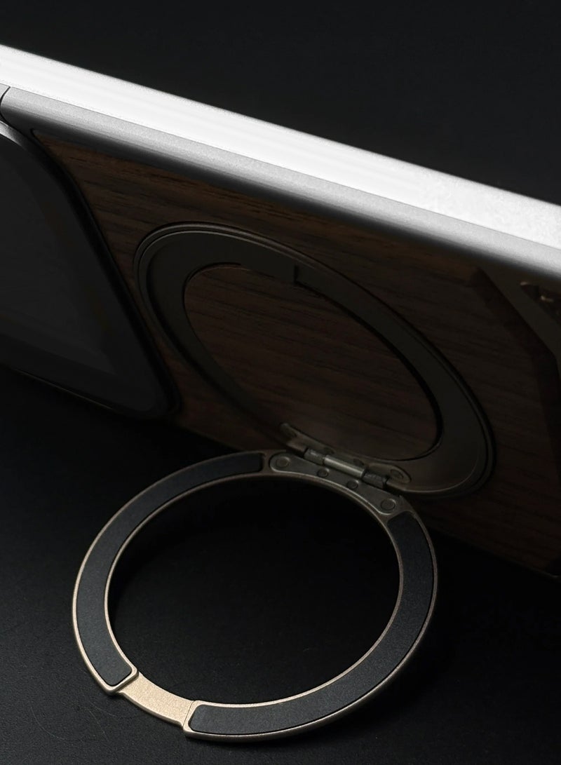 Wtech Honor X9d 5G 2025 Metal Frameless Case Metallic Vegan Leather Stand Magsafe Support Hard Case Cover (MCMPMN) - Black - Image 4