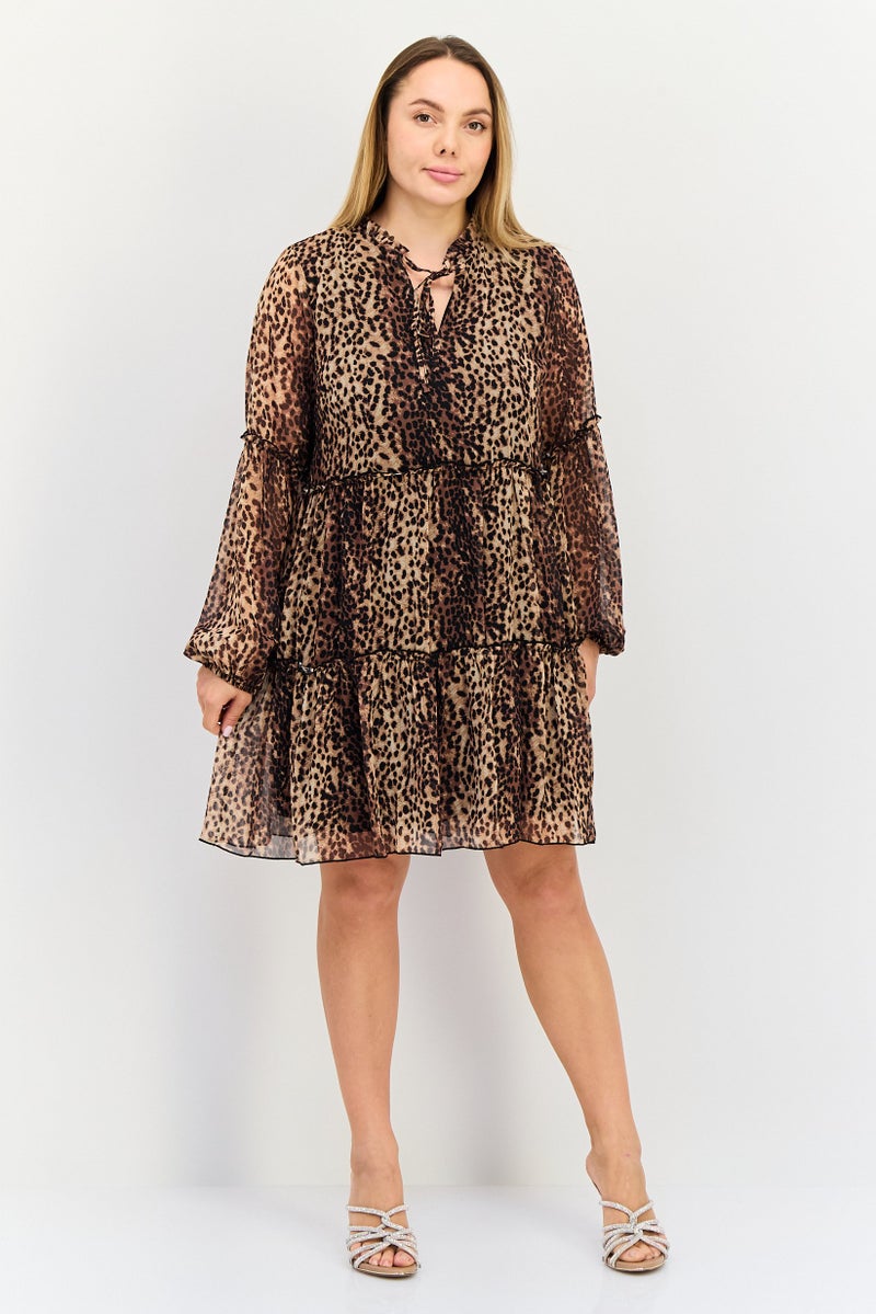 Threadbare Women Tiara Animal Print Chiffon  Mini Dress, Multicolor - Image 4