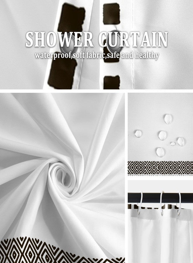 AOFOTO Bohemian Black and White Striped Shower Curtain with Black Tassel Boho Geometric Pattern Shower Curtains for Bathroom Waterproof Fabric Bath Curtain Sets with Hooks 70x84 Inches - Image 5