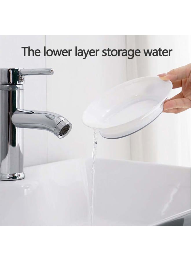 WYOK 2-Pack Soap Dish with Drain Plastic Sponge Holder Easy Cleaning Soap Saver Tray Caddy Keep Dry Stop Mushy for Shower Bathroom Kitchen(White) - Image 4