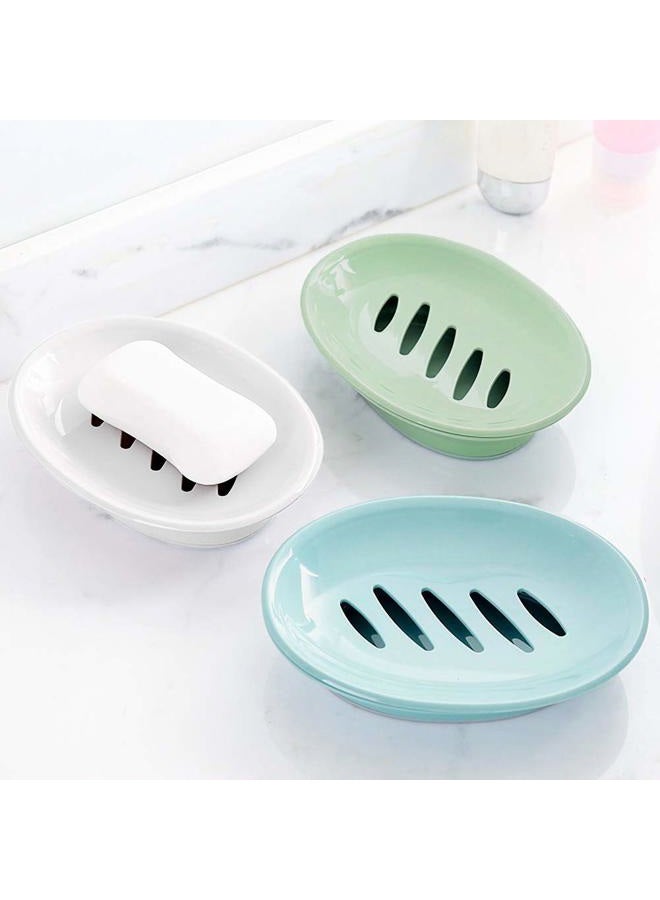 WYOK 2-Pack Soap Dish with Drain Plastic Sponge Holder Easy Cleaning Soap Saver Tray Caddy Keep Dry Stop Mushy for Shower Bathroom Kitchen(White) - Image 2