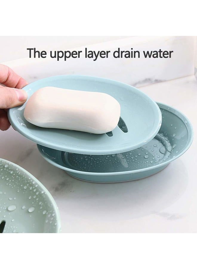 WYOK 2-Pack Soap Dish with Drain Plastic Sponge Holder Easy Cleaning Soap Saver Tray Caddy Keep Dry Stop Mushy for Shower Bathroom Kitchen(White) - Image 3