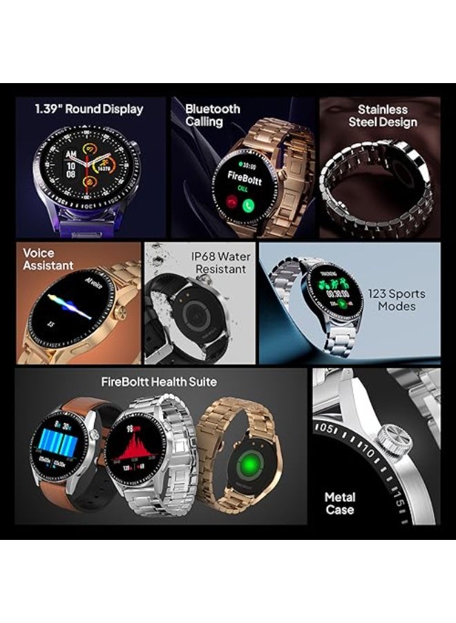 Fire-Boltt Ultimate 35.3mm (1.39) Stainless Steel Luxury Bluetooth Calling, 120+ Sports Smartwatch  (Black Strap, Free Size) - Image 2