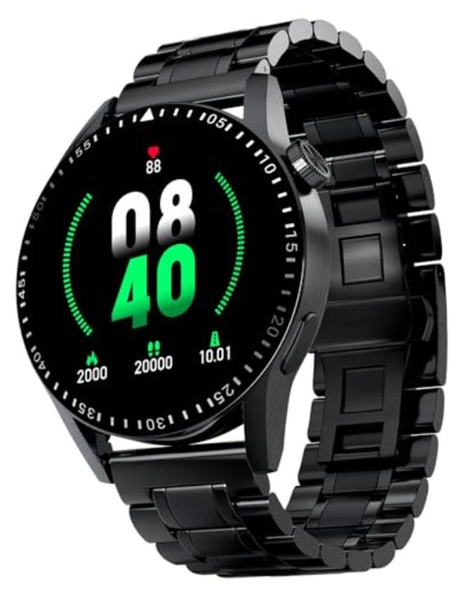 Fire-Boltt Ultimate 35.3mm (1.39) Stainless Steel Luxury Bluetooth Calling, 120+ Sports Smartwatch  (Black Strap, Free Size) - Image 1