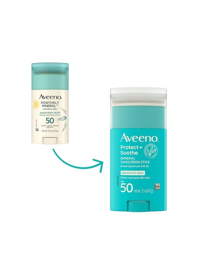 Aveeno Protect + Soothe Mineral Sunscreen Stick for Sensitive Skin, SPF50,Travel Size, 1.5 OZ - Image 2