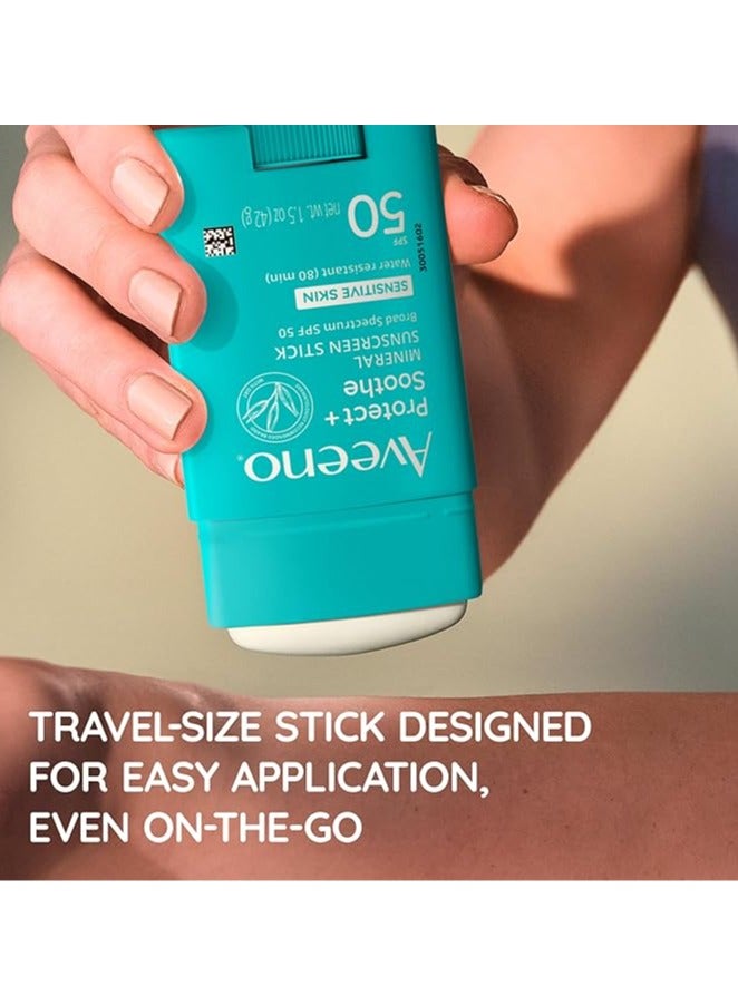 Aveeno Protect + Soothe Mineral Sunscreen Stick for Sensitive Skin, SPF50,Travel Size, 1.5 OZ - Image 4