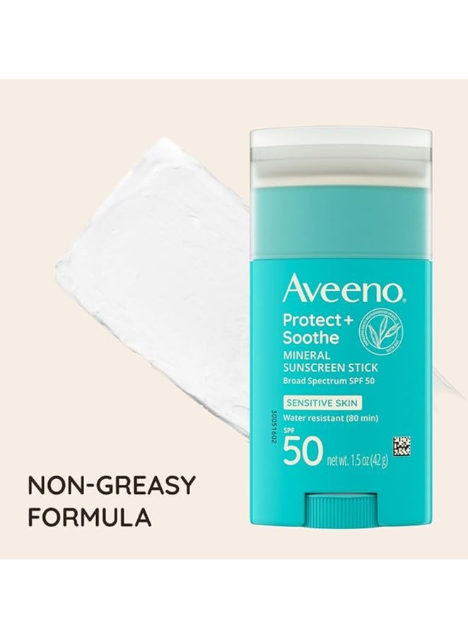 Aveeno Protect + Soothe Mineral Sunscreen Stick for Sensitive Skin, SPF50,Travel Size, 1.5 OZ - Image 3