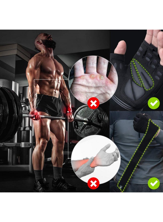 Trideer Trideer Padded Workout Gloves for Men - Gym Weight Lifting Gloves with Wrist Wrap Support, Full Palm Protection & Extra Grips for Weightlifting, Exercise, Cross Training, Fitness, Pull-up  - Image 3
