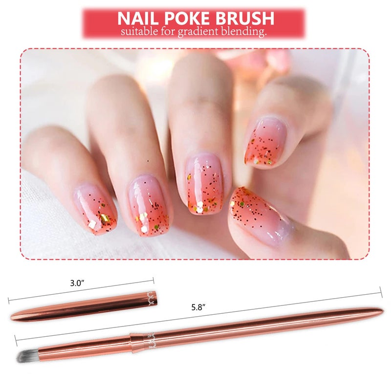 SILPECWEE 1pc Kolinsky Ombre Nail Brush Acrylic Nail Art Brushes Rose Gold Nail Pen Nail Design Brush Nail Polish Brushes Ombre Brush for Gel Nails Manicure Brush Nail Art Tools - Image 2