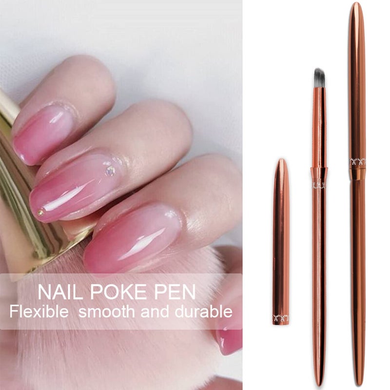 SILPECWEE 1pc Kolinsky Ombre Nail Brush Acrylic Nail Art Brushes Rose Gold Nail Pen Nail Design Brush Nail Polish Brushes Ombre Brush for Gel Nails Manicure Brush Nail Art Tools - Image 4