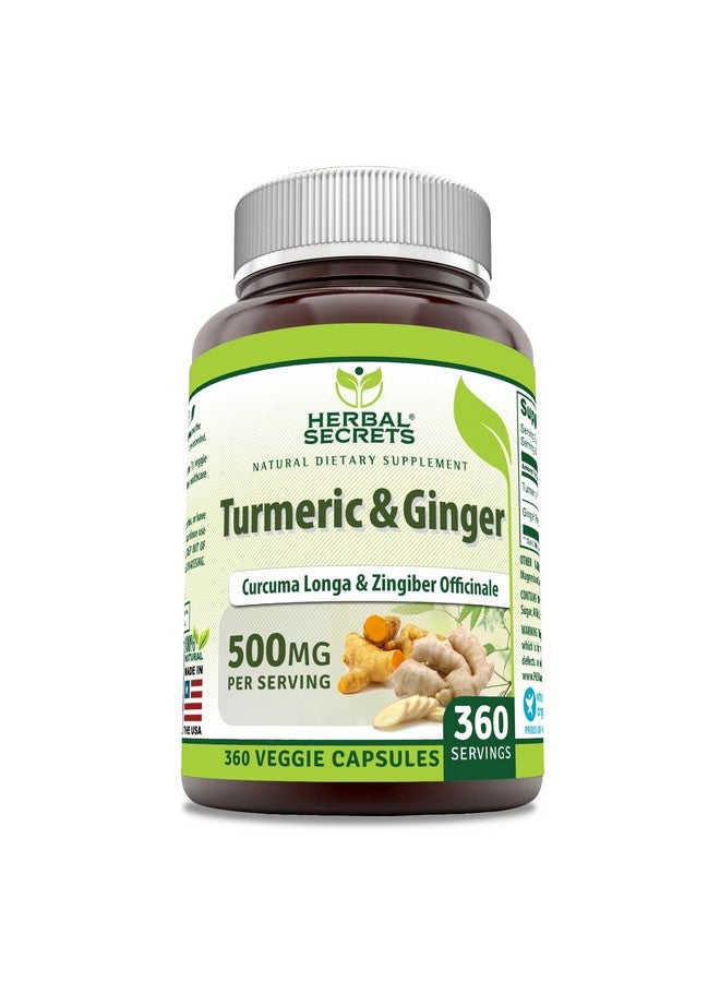 Herbal Secrets Turmeric & Ginger 500 Mg Veggie Capsules Supplement | Non-GMO | Gluten Free | Made in USA (1 Pack, 360 Count) - Image 1
