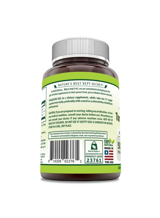 Herbal Secrets Turmeric & Ginger 500 Mg Veggie Capsules Supplement | Non-GMO | Gluten Free | Made in USA (1 Pack, 360 Count) - Image 3