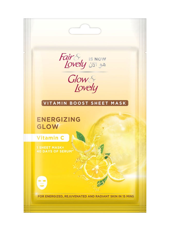 Glow & Lovely Boost Sheet Mask For Rejuvinated Radiant Skin Energizing Glow 20g - Image 2