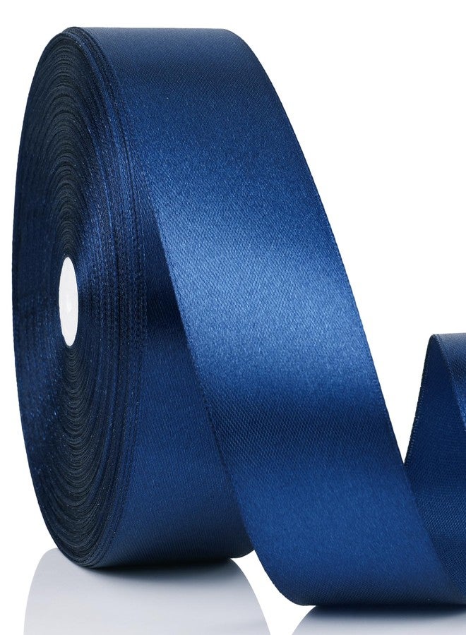 NESCCI 100 Yards Ribbon,1-1/2 Inch Dark Blue Satin Ribbon,Single Face Satin Ribbons,Perfect for Gift Wrapping,Wedding Decoration,Handmade Bows, Wrapping Bouquet and More - Image 1