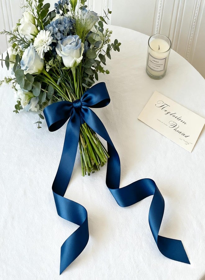 NESCCI 100 Yards Ribbon,1-1/2 Inch Dark Blue Satin Ribbon,Single Face Satin Ribbons,Perfect for Gift Wrapping,Wedding Decoration,Handmade Bows, Wrapping Bouquet and More - Image 4