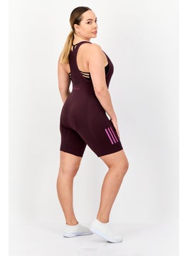 Adidas Women Sportswear Fit Sleeveless Training Playsuit, Dark Burgundy  - Image 4