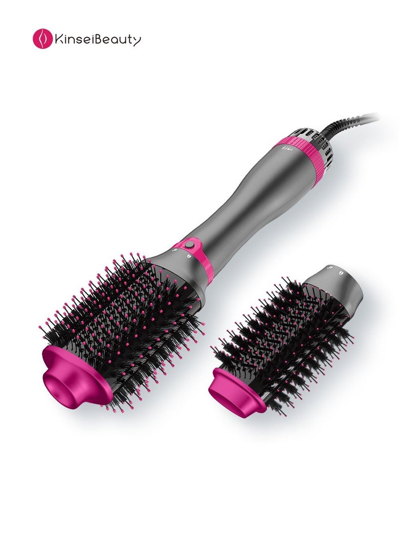 KinseiBeauty 4-in-1 Hair Dryer Brush, 1200W Hair Styler Volumizer Brush for Straightening and Curling with 2 Heads, Hot Air Brush  - Image 1