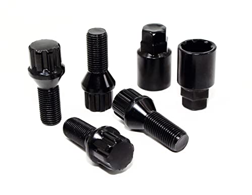 Veritek Performance Set of 4 Veritek 14x15mm Black Wheel Bolt Locks for Aftermarket Custom Wheels Only Conical Seat 28mm Shank w 2 Keys VPE41820BKN2 - Image 1
