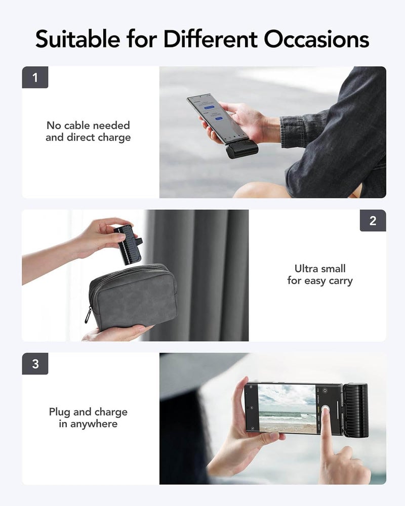 VEGER 2 Pack Mini Power Bank 5000mAh, Portable Charger Ultra Compact 20W PD QC3.0 USB C Fast Charging Battery Pack PowerBank with Foldable Stand, USB C Mini Battery Pack for Google Pixel - Image 5