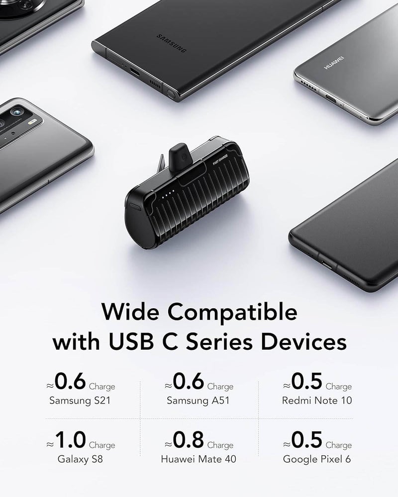 VEGER 2 Pack Mini Power Bank 5000mAh, Portable Charger Ultra Compact 20W PD QC3.0 USB C Fast Charging Battery Pack PowerBank with Foldable Stand, USB C Mini Battery Pack for Google Pixel - Image 3