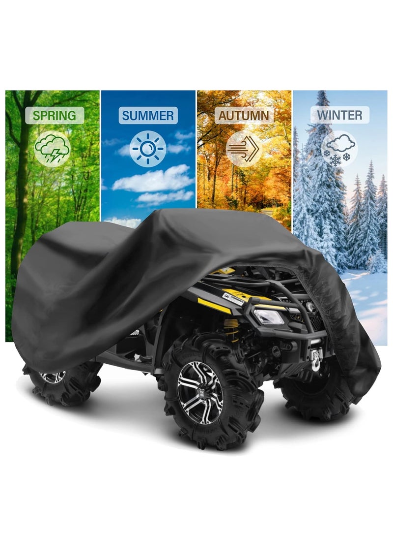Meetion ATV Cover Universal Beach Car Cover 210D Outdoor Motorcycle Cover Waterproof Dustproof Heat Resistant Sun UV Cover 4 Wheeler Quad Bike Scooter Storage Vehicle Cover (210*120*102cm)  - Image 3
