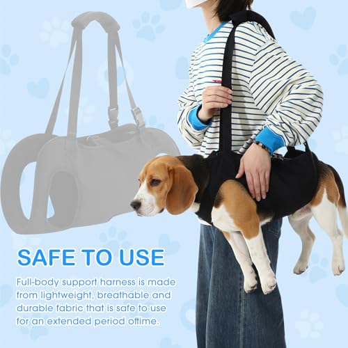 Shinylin Dog Carry Sling Emergency Backpack Pet Legs Support and Rehabilitation Dog Lift Harness Adjustable Lifting Straps Carrier for Senior Dogs Joint Injuries Arthritis Hiking Skiing Black M - Image 3