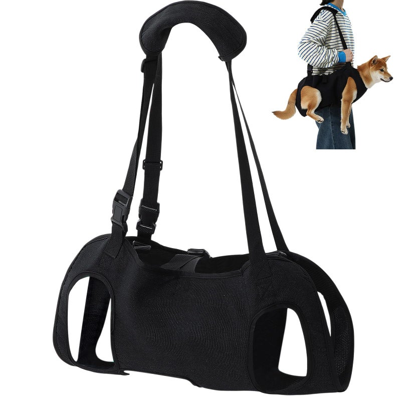 Shinylin Dog Carry Sling Emergency Backpack Pet Legs Support and Rehabilitation Dog Lift Harness Adjustable Lifting Straps Carrier for Senior Dogs Joint Injuries Arthritis Hiking Skiing Black M - Image 2