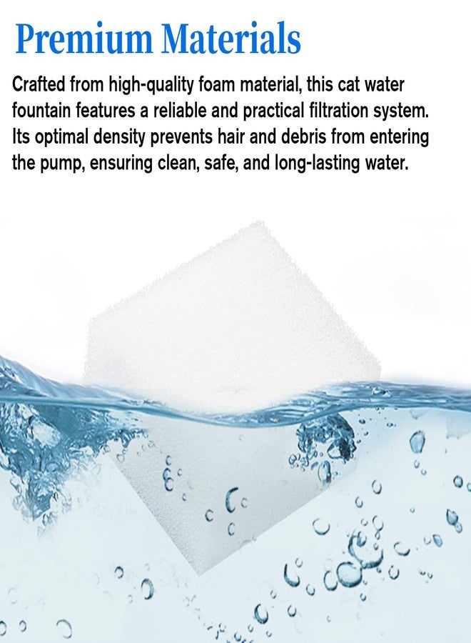 Alrhso 12 Pack Cat Fountain Filters Sponge Replacement Pet Fountain Pre-Filter Square Foam Sponges for 84oz/2.5L Cat Water Fountains, White - Image 4