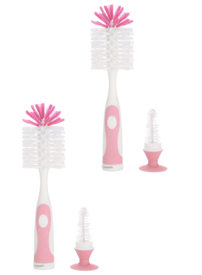 لوكو فرشاة تنظيف الزجاجة والحلمة وردي-2 قطعة - Image 1