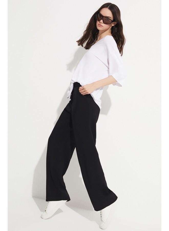 JUNE V Neck Loose Fit 100% Cotton Tshirt White - Image 2