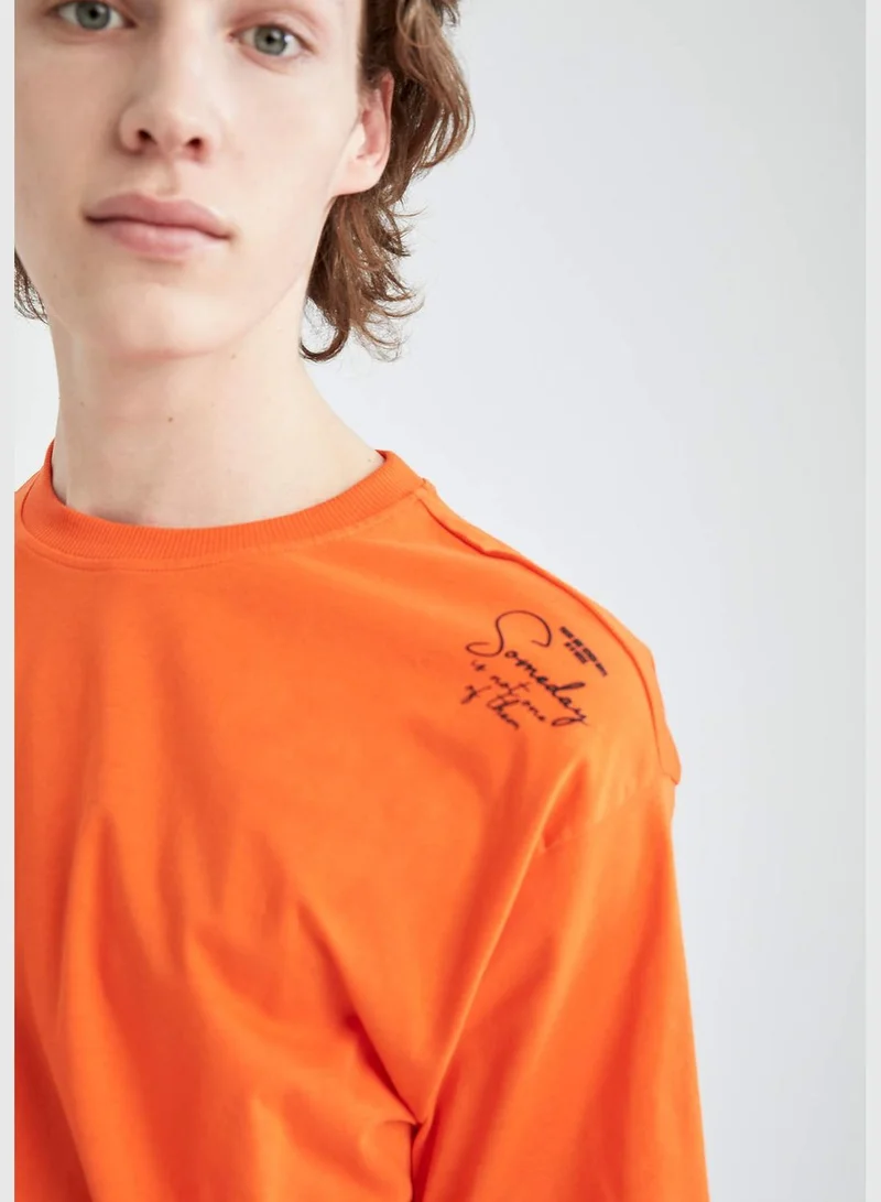 DeFacto Oversize Fit Short Sleeve Back Slogan Print T-Shirt