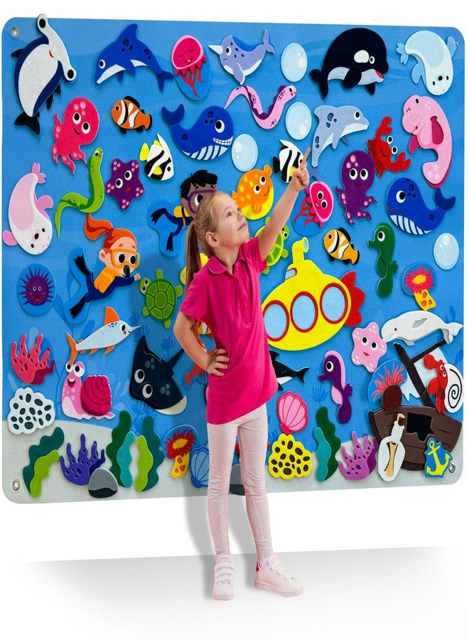 QUOKKA Ocean Felt Board for Toddlers - 70 PCS Double-Thick Felt Board Story Set with Large 41x30 Inch Durable Wall Activity Boards - Ideal for Storytelling Indoor Toddler Activities and Classroom - Image 1