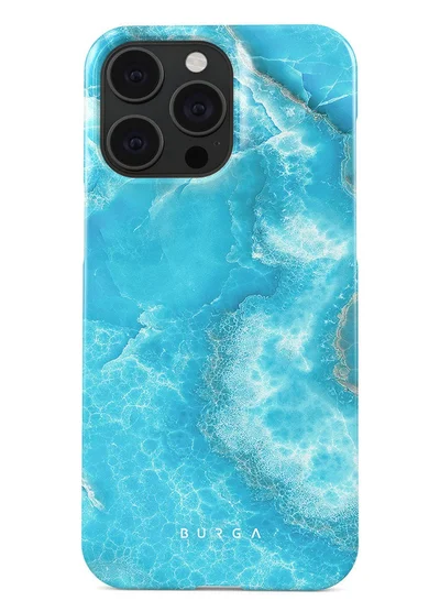 BURGA iPhone 15 Pro Max Case, 2 Piece Hard Shell + TPU Silicone Interior, Shock Absorption, All Port Accessible, Raised Bezel For Screen & Camera Protection, Never Fading HQ Print,Ocean Waves