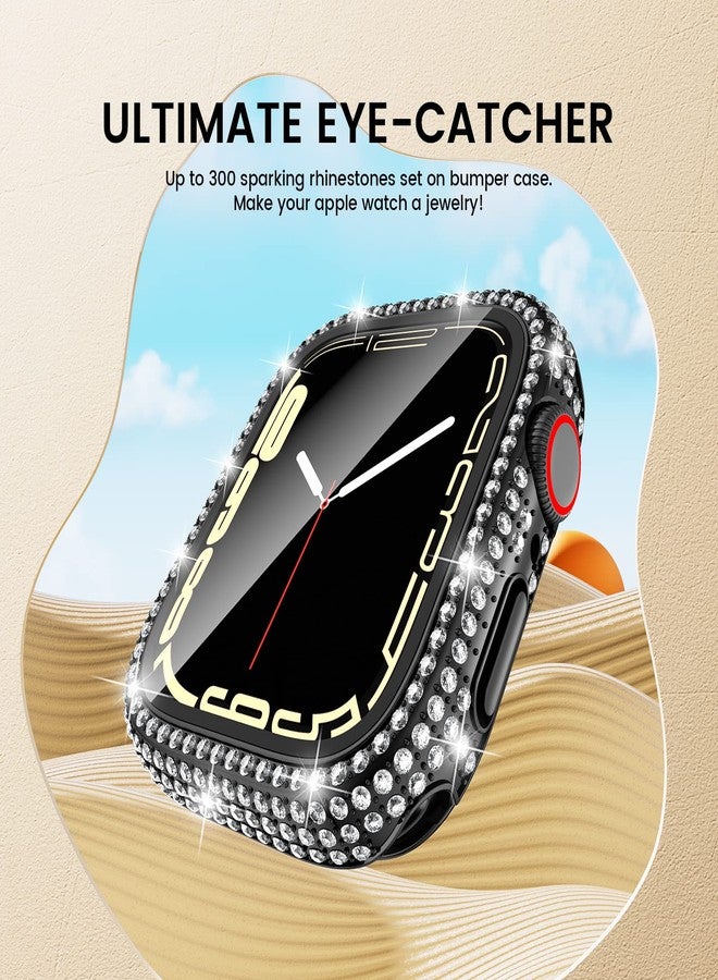 Tensea [2 in 1 for Waterproof Apple Watch Screen Protector Case Series 9 8 7 45mm Accessories, iWatch Hard Diamond Front and Back Bumper Case with Tempered Glass Film, Bling Face Cover Women, 45 mm - Image 5