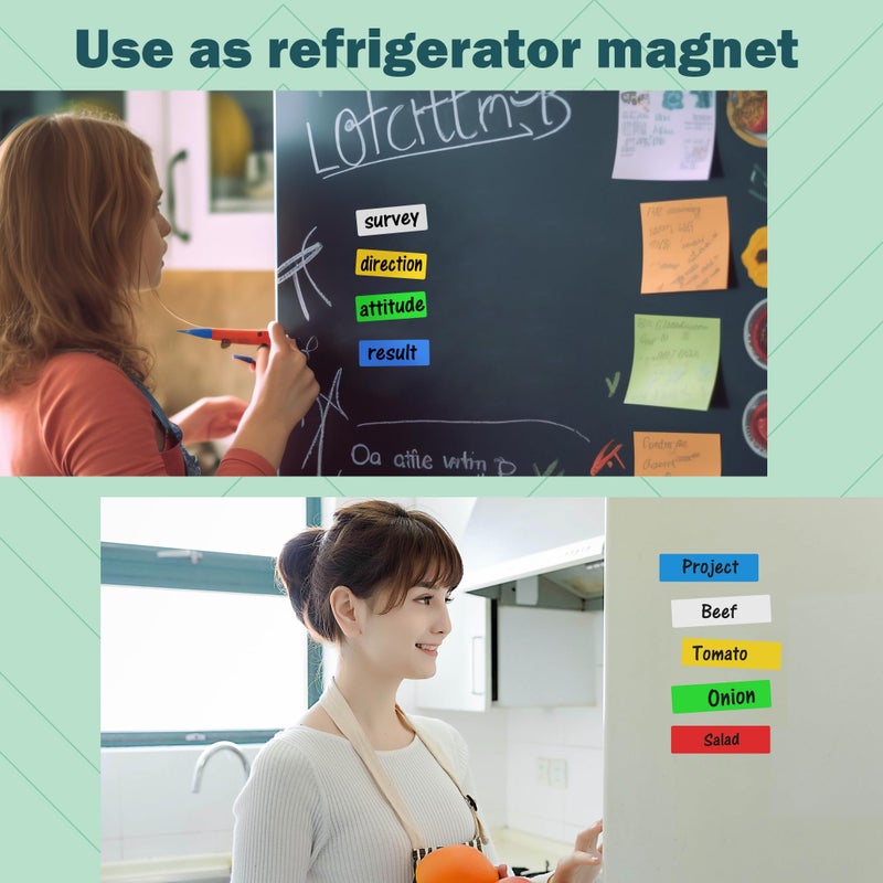 LLPT Dry Erase Magnetic Label Strips 10 Pack 1" x 12" Blank Reusable Writable Magnet Stickers for Organizing Labeling on Fridge Whiteboard Crafts and More Metallic Surfaces White(DMS11210WT) - Image 5