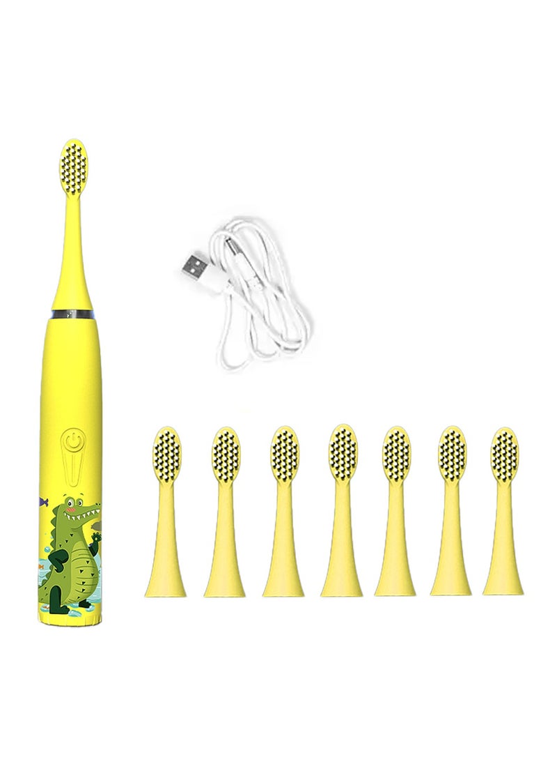 Generic USB Rechargeable Children's Electric Toothbrush with 8 Brush Heads Soft Bristles 360° Cleaning IPX7 Waterproof  - Image 1